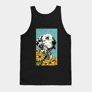 Dalmatian Dog Vibrant Tropical Flower Tall Retro Vintage Digital Pop Art Portrait 2 Tank Top